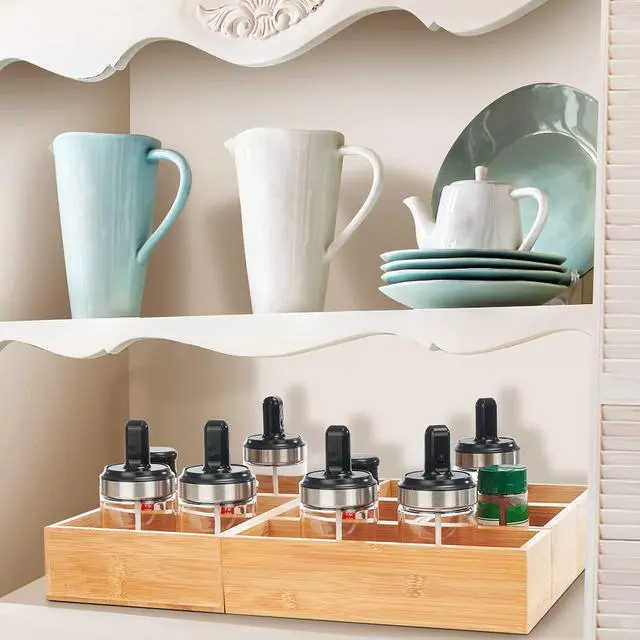Alt view image 6 of 6 - Bathroom Drawer Organizer, Bamboo Box Bin for Junk Vanity Desk Makeup Drawer, Small Wooden Container Tea Storage Organization Tray for Kitchen Office, Set of 5