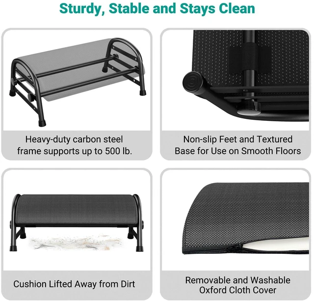 Alt view image 5 of 7 - Adjustable Foot Rest for Under Desk at Work, 6 Positions - Gray Ergonomic Under Desk Footrest, Foot Stools for Under Office Desk Chair, Leg Rest for Home, Car, Computer, Gaming Accessories