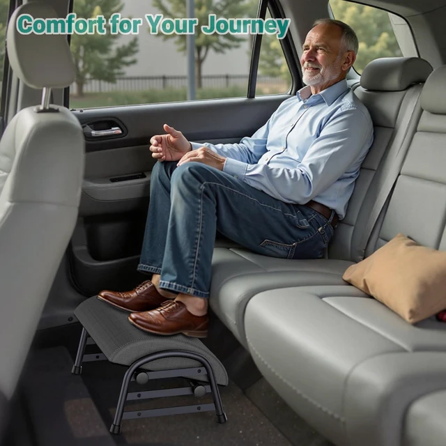 Alt view image 7 of 7 - Adjustable Foot Rest for Under Desk at Work, 6 Positions - Gray Ergonomic Under Desk Footrest, Foot Stools for Under Office Desk Chair, Leg Rest for Home, Car, Computer, Gaming Accessories