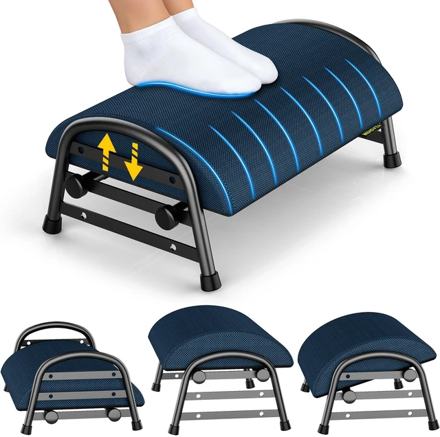 Main image of Adjustable Foot Rest for Under Desk at Work, 6 Positions - Blue Ergonomic Under Desk Footrest, Foot Stools for Under Office Desk Chair, Leg Rest for Home, Car, Computer, Gaming Accessories