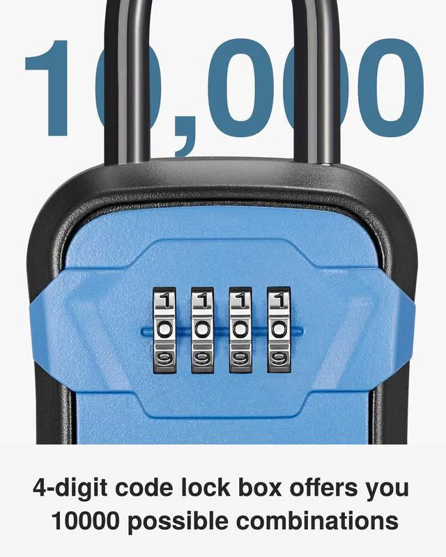 Alt view image 2 of 7 - Key Lock Box for House Keys Combination Lockbox with Code, 1 Blue For Contractors Guest Realtor Security Storage, Apartment Doorknob, Resettable, Weatherproof, Combination, High-capacity