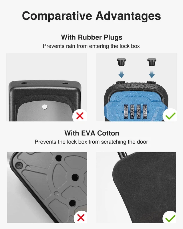 Alt view image 7 of 7 - Key Lock Box for House Keys Combination Lockbox with Code, 1 Blue For Contractors Guest Realtor Security Storage, Apartment Doorknob, Resettable, Weatherproof, Combination, High-capacity
