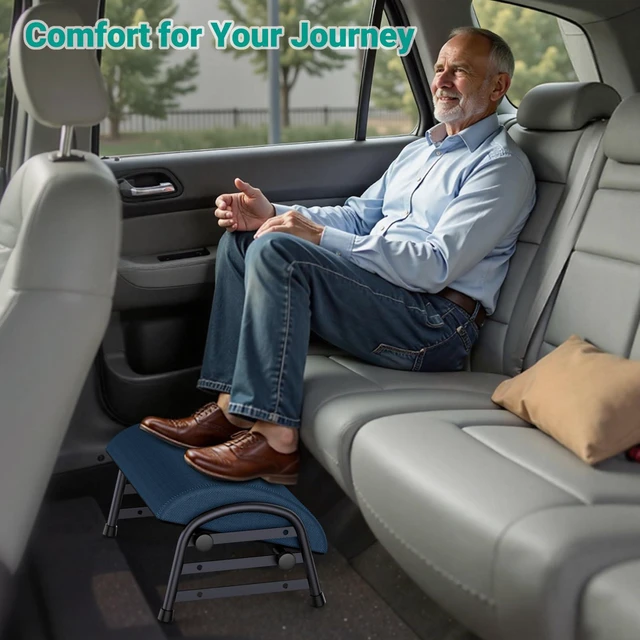 Alt view image 7 of 7 - Adjustable Foot Rest for Under Desk at Work, 6 Positions - Blue Ergonomic Under Desk Footrest, Foot Stools for Under Office Desk Chair, Leg Rest for Home, Car, Computer, Gaming Accessories