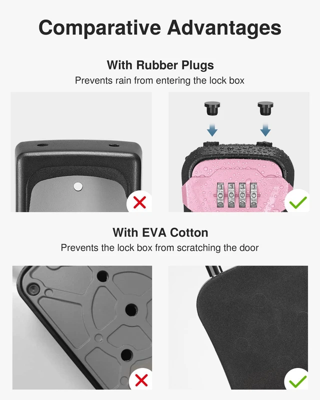 Alt view image 7 of 7 - Key Lock Box for House Keys Combination Lockbox with Code, 1 Pink For Contractors Guest Realtor Security Storage, Apartment Doorknob, Resettable, Weatherproof, Combination, High-capacity