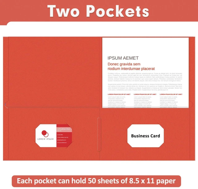 Alt view image 4 of 7 - Two Pocket Folders, Paper Folders with Pockets, 50 Pack, Red 2 Pocket Folders Fit Letter Size Paper, Paper File Folder for School Office Home Business