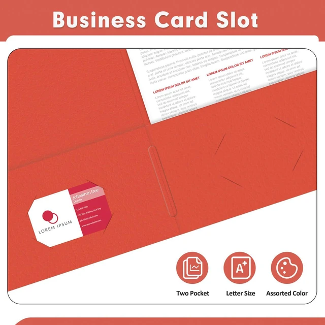Alt view image 5 of 7 - Two Pocket Folders, Paper Folders with Pockets, 50 Pack, Red 2 Pocket Folders Fit Letter Size Paper, Paper File Folder for School Office Home Business