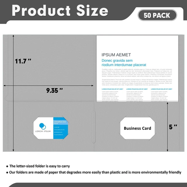 Alt view image 2 of 7 - Two Pocket Folders, Paper Folders with Pockets, 50 Pack, 5 Colors 2 Pocket Folders Fit Letter Size Paper, Paper File Folder for School Office Home Business
