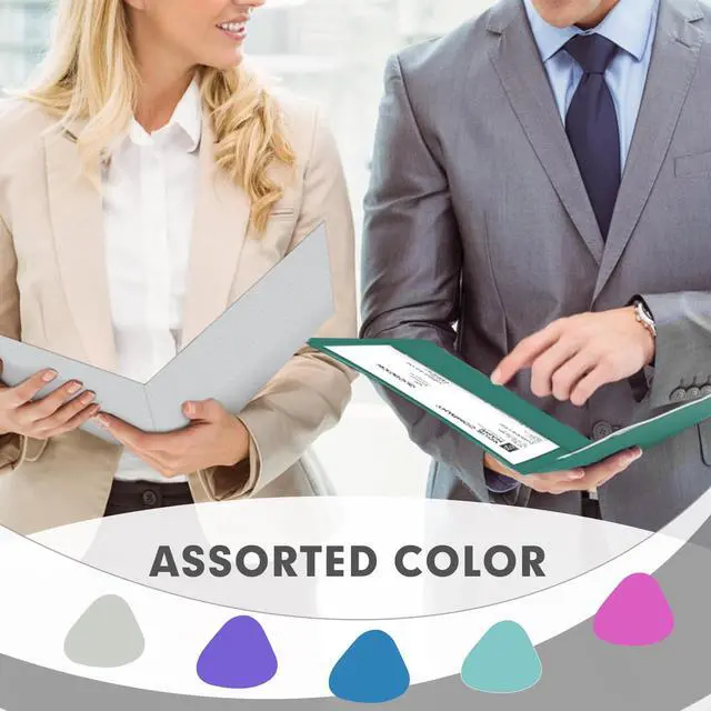 Alt view image 6 of 7 - Two Pocket Folders, Paper Folders with Pockets, 50 Pack, 5 Colors 2 Pocket Folders Fit Letter Size Paper, Paper File Folder for School Office Home Business