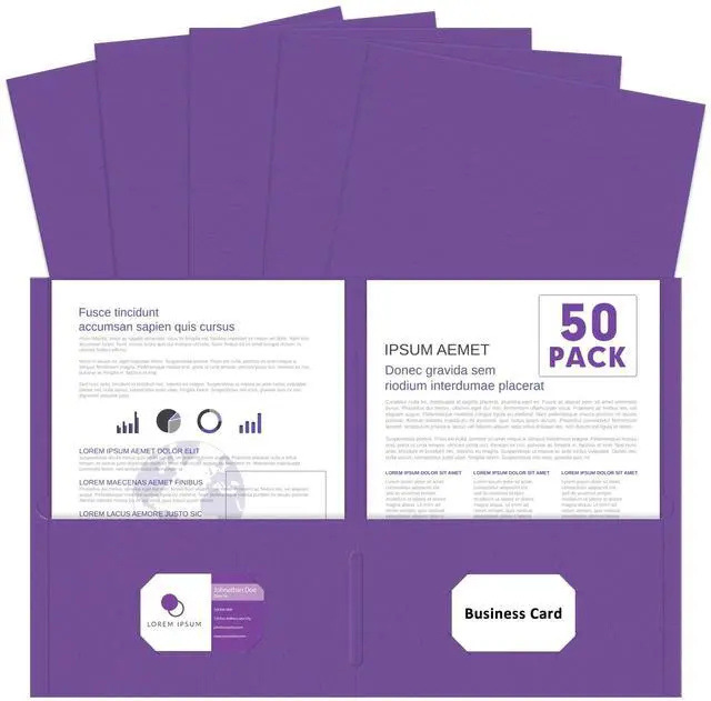 Main image of Two Pocket Folders, Paper Folders with Pockets, 50 Pack, Purple 2 Pocket Folders Fit Letter Size Paper, Paper File Folder for School Office Home Business