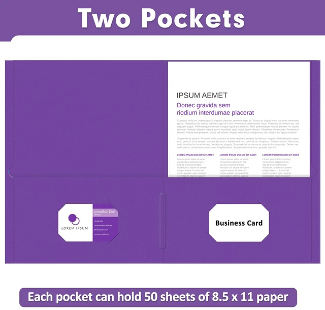 Alt view image 4 of 7 - Two Pocket Folders, Paper Folders with Pockets, 50 Pack, Purple 2 Pocket Folders Fit Letter Size Paper, Paper File Folder for School Office Home Business