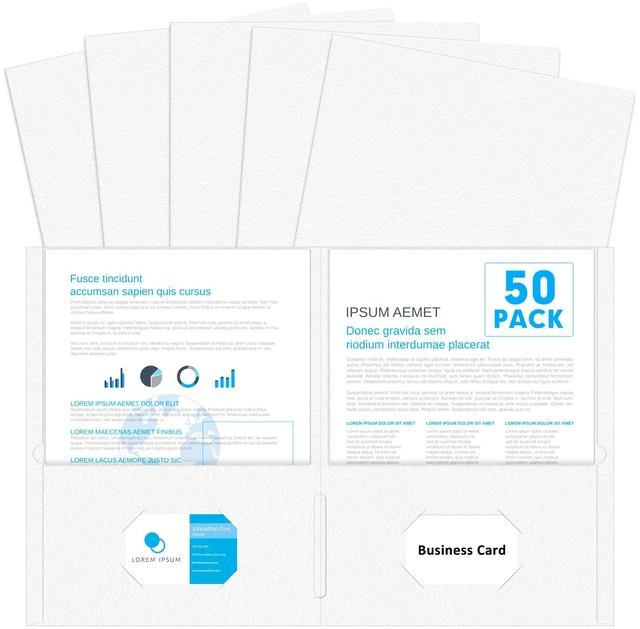 Main image of Two Pocket Folders, Paper Folders with Pockets, 50 Pack, White 2 Pocket Folders Fit Letter Size Paper, Paper File Folder for School Office Home Business