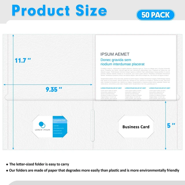 Alt view image 2 of 7 - Two Pocket Folders, Paper Folders with Pockets, 50 Pack, White 2 Pocket Folders Fit Letter Size Paper, Paper File Folder for School Office Home Business