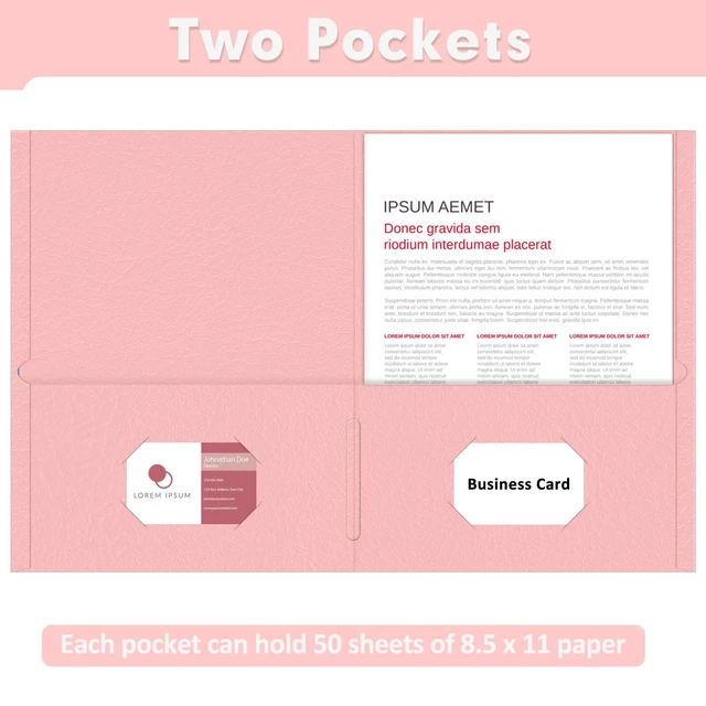 Alt view image 4 of 7 - Two Pocket Folders, Paper Folders with Pockets, 50 Pack, Pink 2 Pocket Folders Fit Letter Size Paper, Paper File Folder for School Office Home Business
