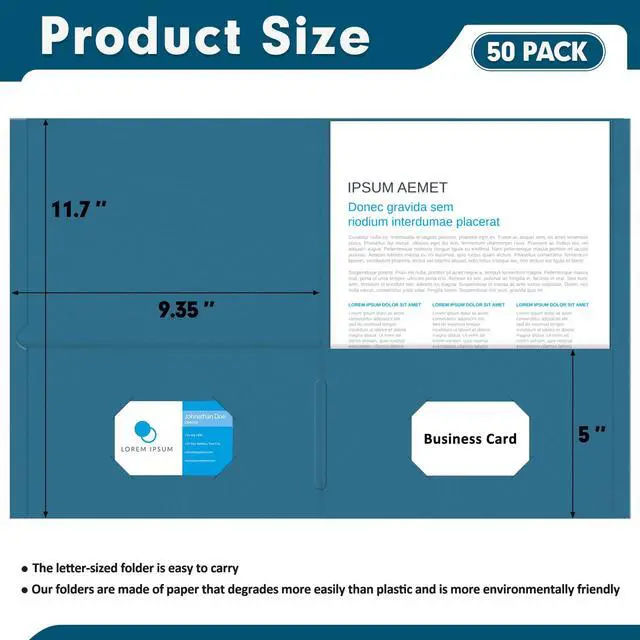 Alt view image 2 of 7 - Two Pocket Folders, Paper Folders with Pockets, 50 Pack, DarkBlue 2 Pocket Folders Fit Letter Size Paper, Paper File Folder for School Office Home Business