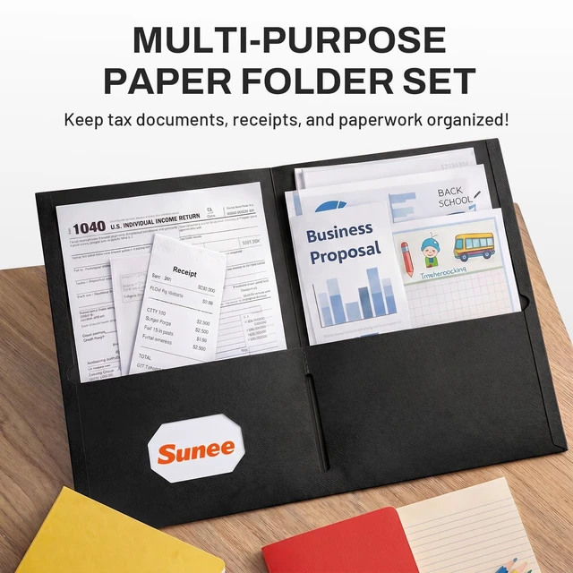 Alt view image 2 of 7 - Folders with Pockets(125 Pack, Black), 2 Pocket Folders Fit Letter Size Paper, Paper File Folder for School Office Home Business