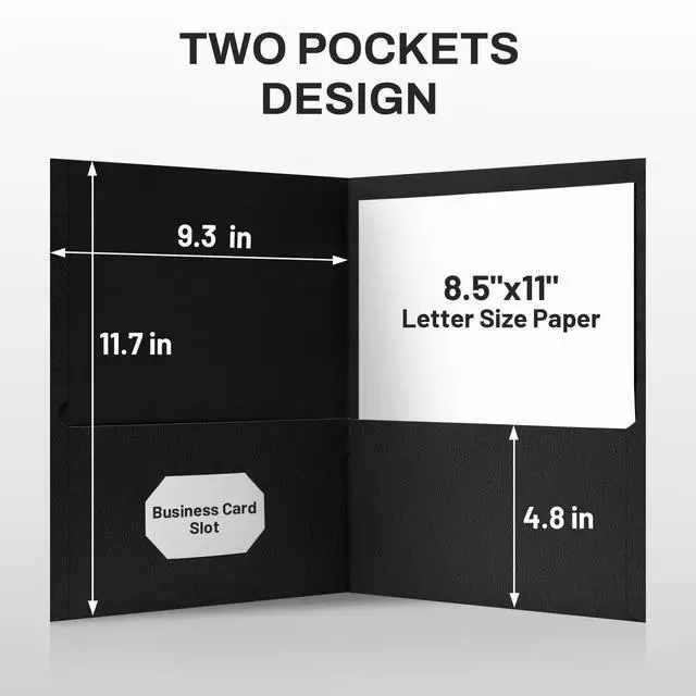 Alt view image 4 of 7 - Folders with Pockets(125 Pack, Black), 2 Pocket Folders Fit Letter Size Paper, Paper File Folder for School Office Home Business