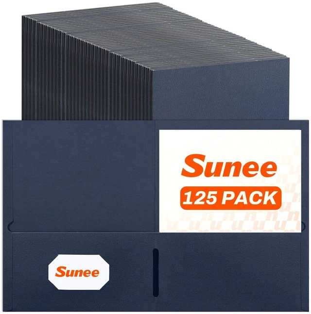 Main image of Folders with Pockets(125 Pack, Dark Blue), 2 Pocket Folders Fit Letter Size Paper, Paper File Folder for School Office Home Business