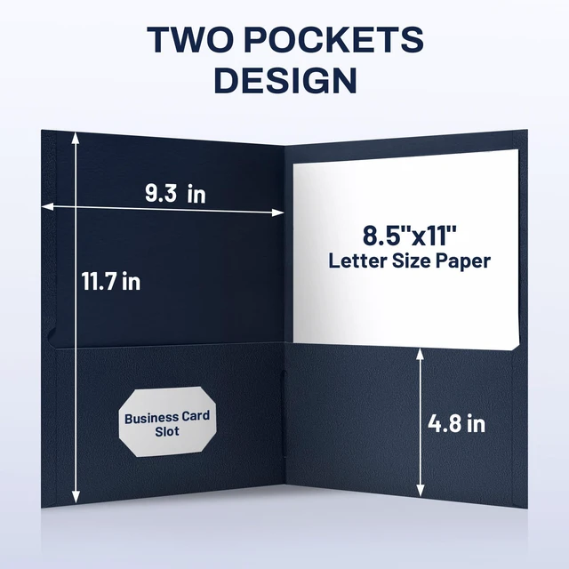 Alt view image 4 of 7 - Folders with Pockets(125 Pack, Dark Blue), 2 Pocket Folders Fit Letter Size Paper, Paper File Folder for School Office Home Business