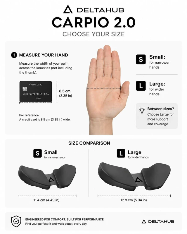 Alt view image 4 of 7 - Carpio 2.0 - Right-Handed Truly Ergonomic Wrist Rest for Mouse, Carpal Tunnel Support, Pain Relief, Anti-Fatigue, Easy Glide, Sleek, Office, Computer, Laptop, Gaming - Large, Black