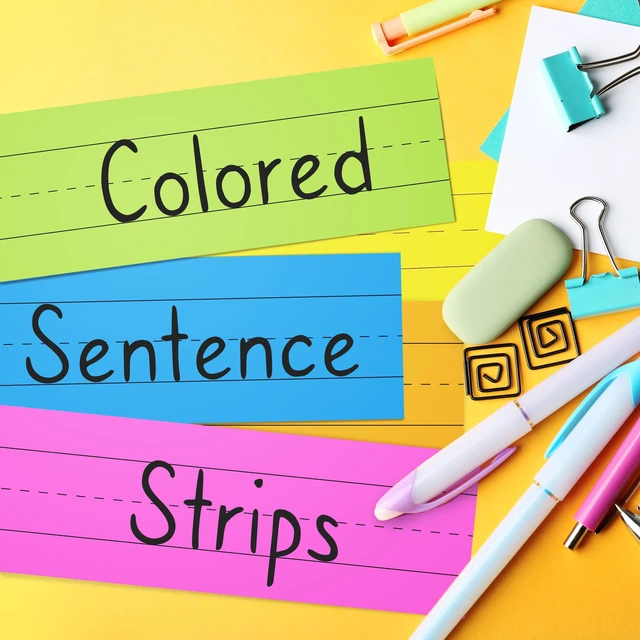 Alt view image 3 of 7 - 3x24 Inch Colored Sentence Strips Cardstock, 5 Colors, Pack of 100 Heavyweight, Word Learning Strips, Handwriting Practice Tools, Teacher Supplies, Bright Colors