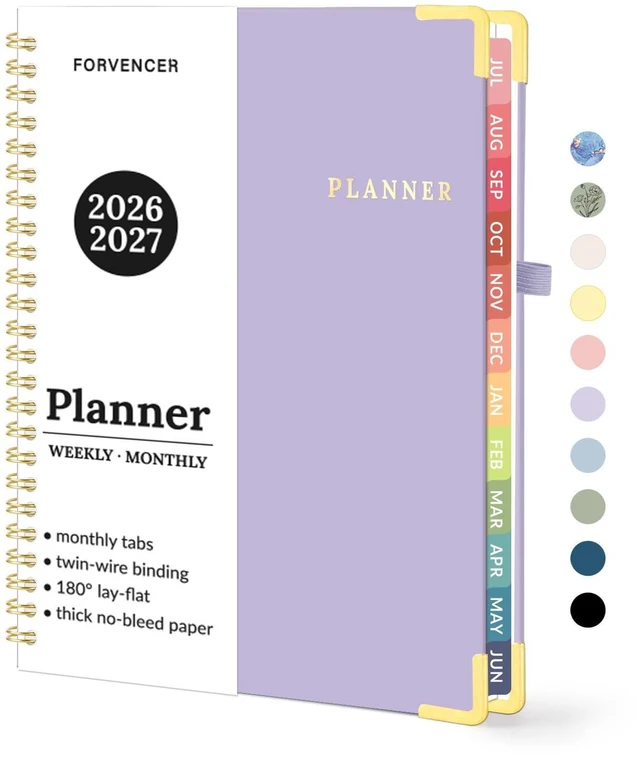 Main image of Academic Planner 2026-2027, Weekly & Monthly Hardcover Planner A5 Calendar Planner July 2026-June 2027, 6" X 8" Daily Agenda, School Office Notebook Teacher Student Supplies Organizer, Purple