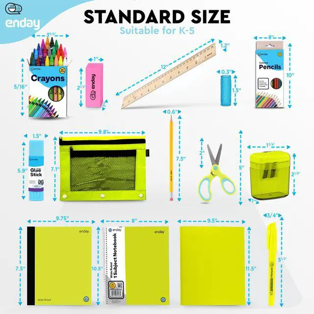 Alt view image 5 of 6 - Back to School Supplies for Kids, School Supply Box Grades K-5 Premium Quality Kids School Supplies Kit, Kindergarten School Supplies for Girls and Boys, 78 Piece Set