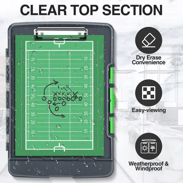 Alt view image 3 of 7 - Original Clipboard with Dual Storage, Heavy Duty Clip Boards 8.5x11 Dual Compartment, Clearview, Dry Erase, High Capacity, Real Hinge, High Capacity, Pen Holder, Coach School & Office Supplies