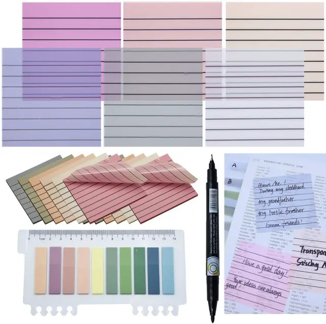 Main image of 800Pcs Transparent Sticky Note, 3"x3" Clear Sticky Note with Line Waterproof Translucent Sticky Note for Books Annotation, Back to School Sticky Notes for Bible Study, School, Office