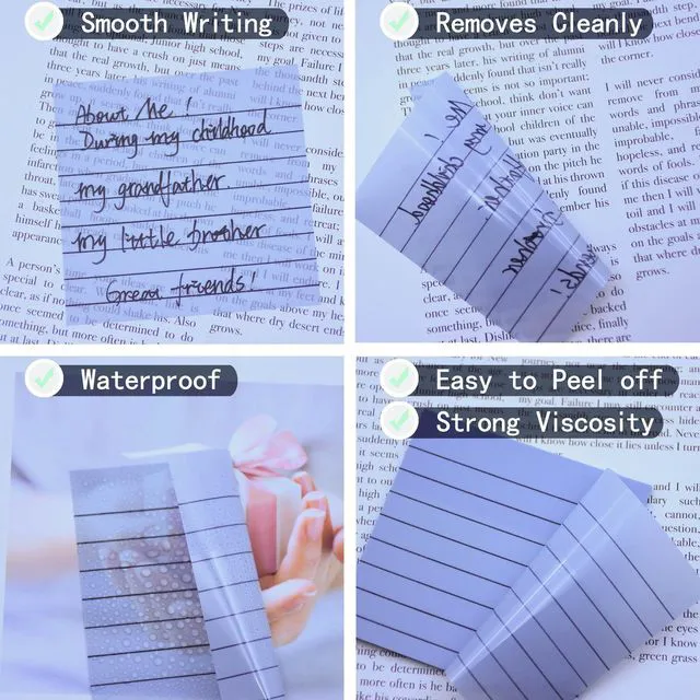 Alt view image 3 of 6 - 800Pcs Transparent Sticky Note, 3"x3" Clear Sticky Note with Line Waterproof Translucent Sticky Note for Books Annotation, Back to School Sticky Notes for Bible Study, School, Office