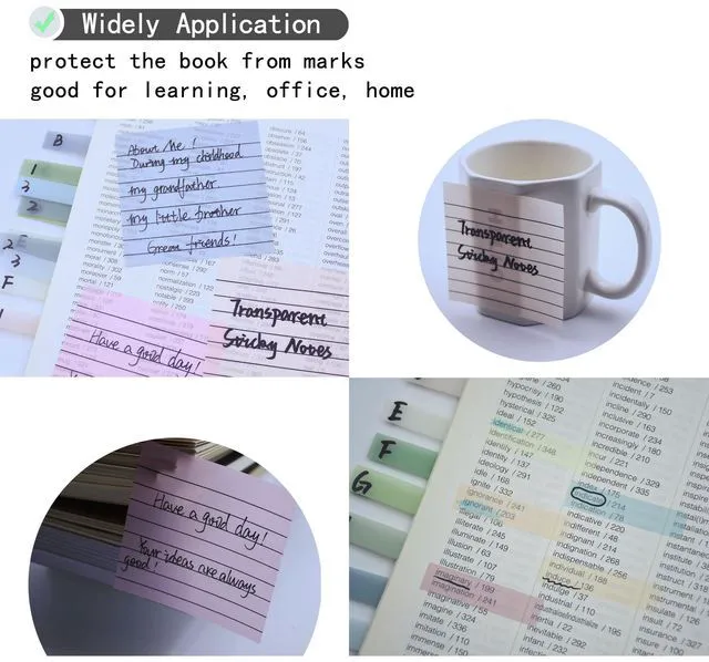 Alt view image 5 of 6 - 800Pcs Transparent Sticky Note, 3"x3" Clear Sticky Note with Line Waterproof Translucent Sticky Note for Books Annotation, Back to School Sticky Notes for Bible Study, School, Office