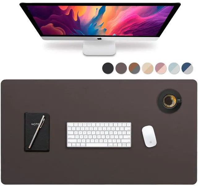 Main image of Leather Desk Mat Large 44" x 22", Desk Protector Mat, PU Leather Desk Pad, Large Mouse Pad, Desk Blotter, Desk Pads on Top of Desks, Desk Matt for Desktop, Office Desk Mat (Dark Brown)