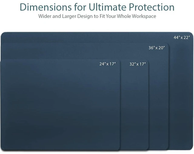 Alt view image 2 of 6 - Leather Desk Mat Large 44" x 22", Desk Protector Mat, PU Leather Desk Pad, Large Mouse Pad, Desk Blotter, Desk Pads on Top of Desks, Desk Matt for Desktop, Office Desk Mat (Dark Blue)