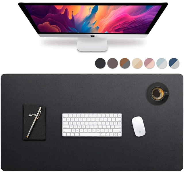 Main image of Leather Desk Mat Large 44" x 22", Desk Protector Mat, PU Leather Desk Pad, Large Mouse Pad, Desk Blotter, Desk Pads on Top of Desks, Desk Matt for Desktop, Office Desk Mat (Black)