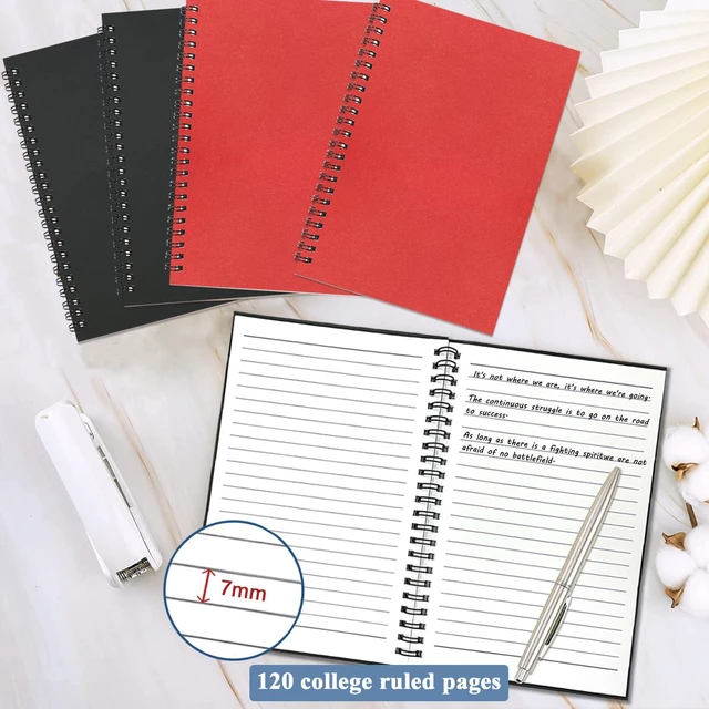 Alt view image 3 of 7 - 4Pack Spiral Notebook, 5.7x8.3 Small Notebooks for Work 120 Page Note Pads Multipack Blank Kraft A5 College Ruled Notebook Journal Spiral Bound for Writing Lined Notepad for Office School Journaling
