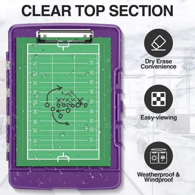 Alt view image 3 of 7 - Original Clipboard with Dual Storage, Heavy Duty Clip Boards 8.5x11 Dual Compartment, Clearview, Dry Erase, High Capacity, Real Hinge, High Capacity, Pen Holder, Coach School & Office Supplies