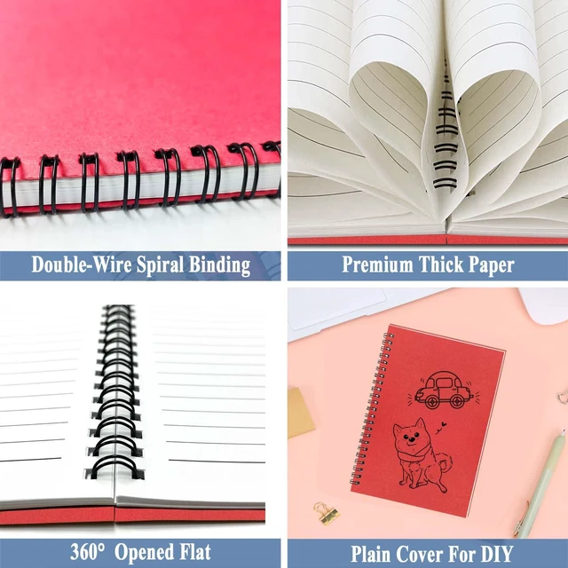 Alt view image 4 of 7 - 4Pack Spiral Notebook, 5.7x8.3 Small Notebooks for Work 120 Page Note Pads Multipack Blank Kraft A5 College Ruled Notebook Journal Spiral Bound for Writing Lined Notepad for Office School Journaling