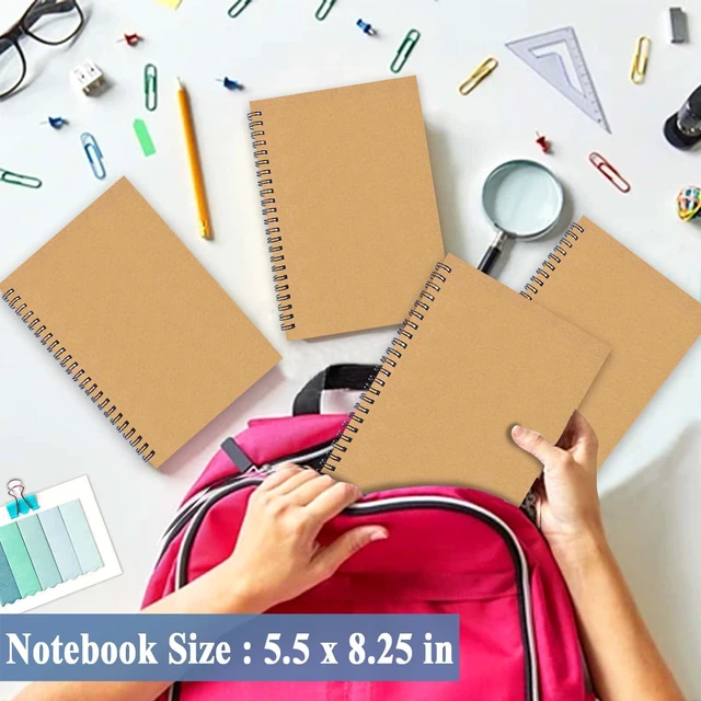 Alt view image 2 of 7 - 4Pack Spiral Notebook, 5.7x8.3 Small Notebooks for Work 120 Page Note Pads Multipack Blank Kraft A5 College Ruled Notebook Journal Spiral Bound for Writing Lined Notepad for Office School Journaling