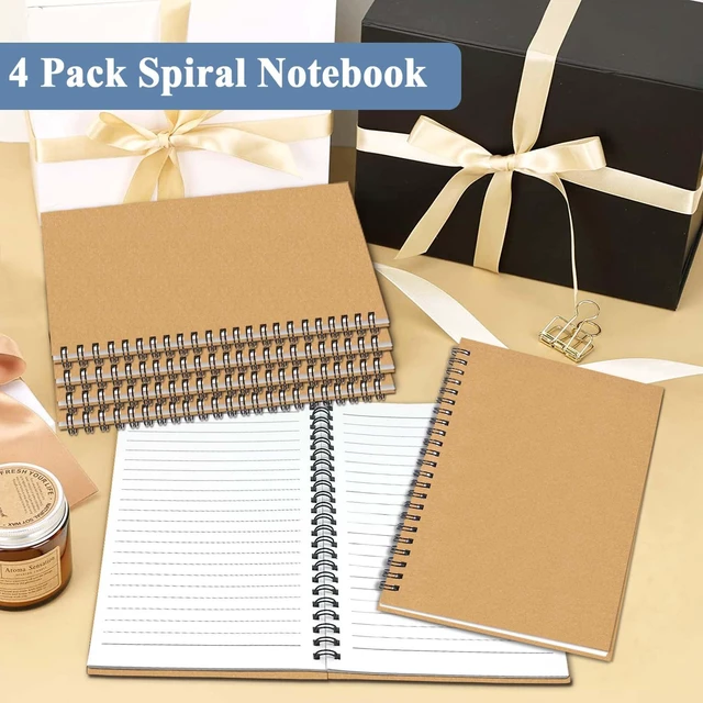 Alt view image 7 of 7 - 4Pack Spiral Notebook, 5.7x8.3 Small Notebooks for Work 120 Page Note Pads Multipack Blank Kraft A5 College Ruled Notebook Journal Spiral Bound for Writing Lined Notepad for Office School Journaling
