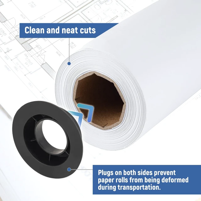 Alt view image 4 of 7 - 24" x 500' Plotter Paper 2 Rolls 3" Core Wide Format Paper, Engineering Rolls Printing on Wide Format Inkjet Printers