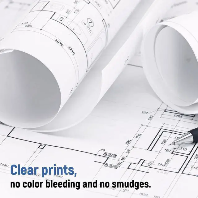 Alt view image 6 of 7 - 24" x 500' Plotter Paper 2 Rolls 3" Core Wide Format Paper, Engineering Rolls Printing on Wide Format Inkjet Printers