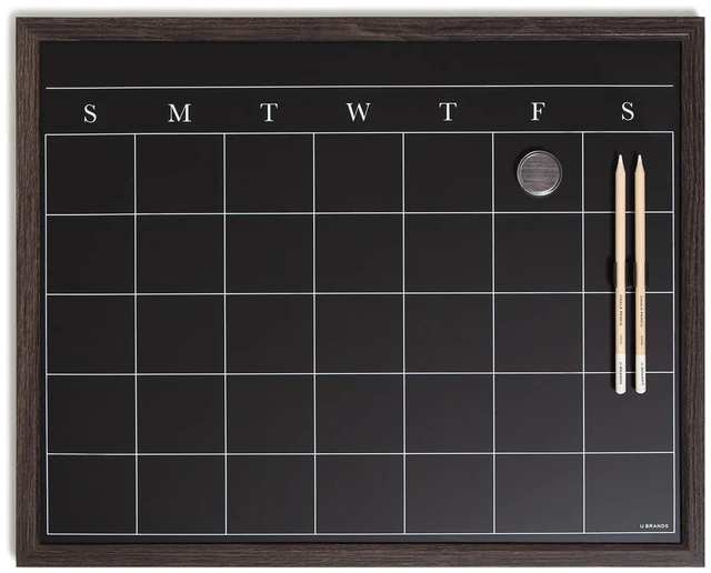 Main image of 16" x 20" Magnetic Monthly Calendar Chalkboard with Rustic Wood Frame, Blackboard Surface, Wall Mountable, Monthly Planner Board, Magnetic Calendar for Home, Office, Kitchen, Classroom
