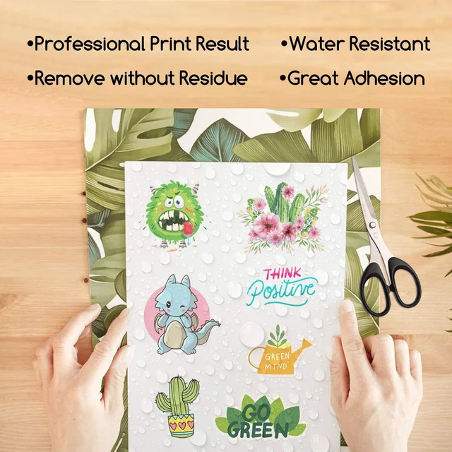 Alt view image 2 of 7 - Vinyl Sticker Paper for Inkjet Printer, Glossy Waterproof, 25 Sheets 8.5x11 Inch, Printable Vinyl for Custom Stickers