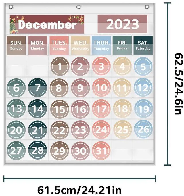 Alt view image 5 of 6 - Monthly Classroom Calendar Pocket Chart (White) Printed Days of The Week with CardsLearning for Home or Kindergarten, Teacher Must Have Supplies That Fits Any School Décor