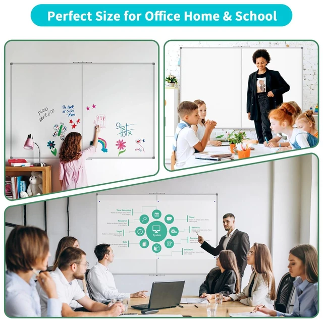 Alt view image 4 of 7 - Large Foldable White Board 60x40 Inches, Dry Erase Magnetic White Board, Silver Aluminum Frame with 2 Detachable Marker Tray Wall Mounted Board for Office Home and School