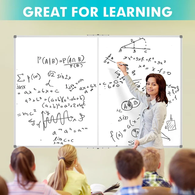 Alt view image 5 of 7 - Large Foldable White Board 60x40 Inches, Dry Erase Magnetic White Board, Silver Aluminum Frame with 2 Detachable Marker Tray Wall Mounted Board for Office Home and School