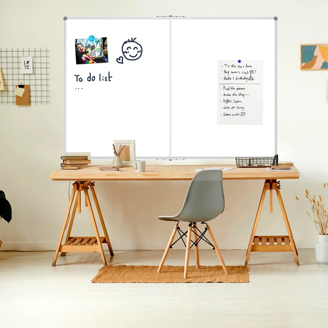 Alt view image 7 of 7 - Large Foldable White Board 60x40 Inches, Dry Erase Magnetic White Board, Silver Aluminum Frame with 2 Detachable Marker Tray Wall Mounted Board for Office Home and School