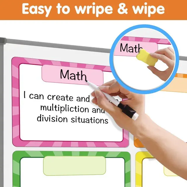 Alt view image 5 of 6 - Classroom Objectives Magnetic Write Wipe Paper Organization Chart, Dry Erase Objectives Learning Magnets for Classroom Whiteboard