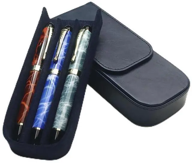 Main image of 3 Slot Fountain Pen Case, Handmade Magnetic,Christmas Gift (blue) Large Capacity Pen Storage for Fountain Pen Collection Fountain Pen Holder for Adults, Home Office or Business Use