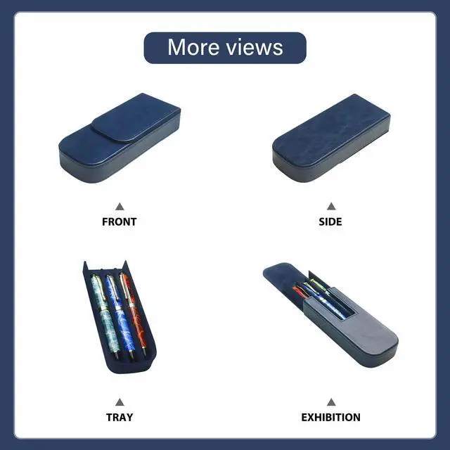 Alt view image 5 of 7 - 3 Slot Fountain Pen Case, Handmade Magnetic,Christmas Gift (blue) Large Capacity Pen Storage for Fountain Pen Collection Fountain Pen Holder for Adults, Home Office or Business Use