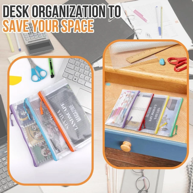 Alt view image 4 of 7 - 24pcs Mesh Zipper Pouch Bags 9.3 x 4.7 Inches, 8 Color Small Clear Pouches Bulk, Travel Cosmetics Organization, Classroom and Office Supplies